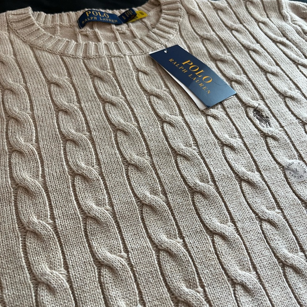 Polo by Ralph Lauren Men's Cream/Khaki Cable Knit Sweater